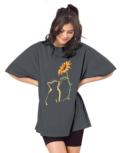 Image of SHODOX Bio-Washed Anti Bacterial 100% Pure Cotton Women's Oversized Aesthetic Premium Printed T-Shirt | Cozy Soft, Less Wrinkles Loose Fit, Drop Shoulder, Korean Baggy Style Tees for Girls