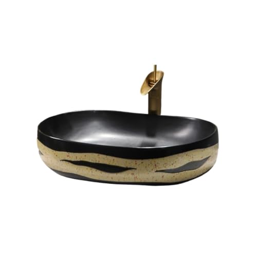 CWCQGH Lavabo Vasque rectangulaire Style rétro à Poser en céramique pour Salle de Bain, Appartement ou logement meublé.