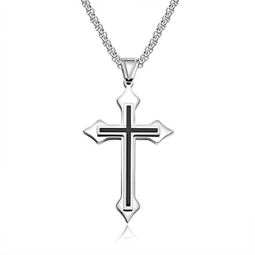 Pendentif croix homme en acier inoxydable poli miroir de qualité supérieure