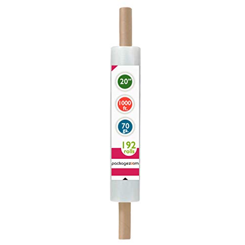 Image of Stretch Wrap 20 inch x 1000 Feet, Clear, Extended Core Handle