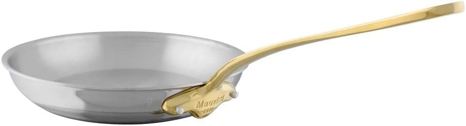 Mauviel M'Cook B - Sartén de acero inoxidable pulido de 5 capas con mango de bronce, 11.8 pulgadas, fabricada en Francia