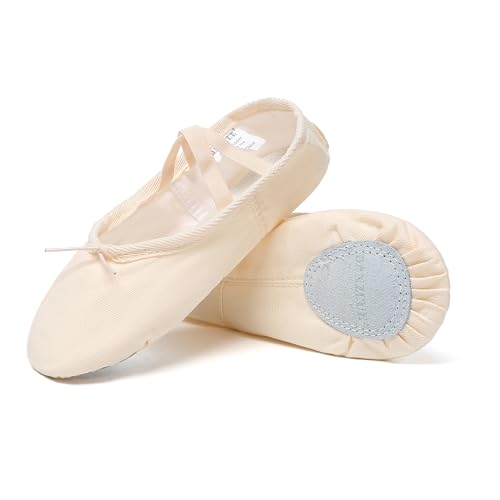 Danzcue Adult Canvas Split Sole Ballet Slippers Ballet Shoes for Women Dance Shoes, Ballet Pink, 9M