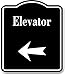 Elevator_Left_Arrow_BLACK Aluminum Composite Sign, 8.5