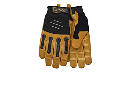 Kinco Kincopro Foreman Synthetic Leather Work Gloves - Polyester-Spandex With Mirax2 Suede Synthetic Leather With Pull-Strap, Durable And Safety Gloves - For Indoors And Outdoors - Large #TOP1