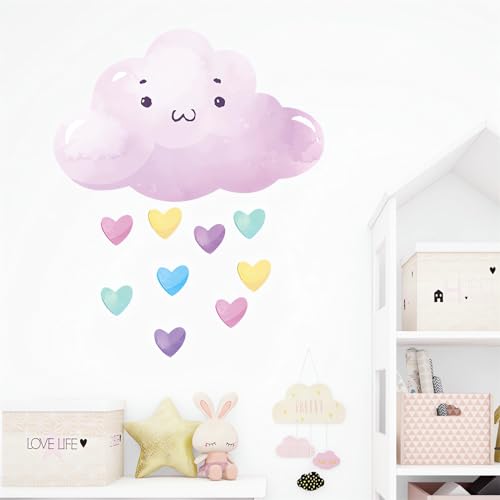 2 hojas de stickers de pared corazones y nubes rosas miniatura 5