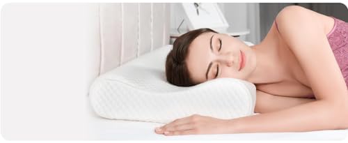 Image of Cervical Contour Memory Foam Pillow for Sleeping,Orthopedic Pillow for Neck Pain, Support for Back,Stomach,Side Sleepers, with Cover (19 X 12 X 4 INCH) Big