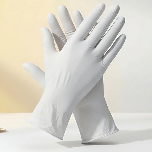 Image of 100 Pcs Disposable Nitrile Gloves | Powder-Free, Latex-Free, Food Safe & Chemical Resistant Hand Gloves for Kitchen, Medical, Salon, Cleaning & Lab (Medium)