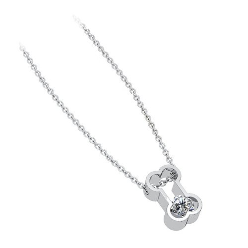 Bark Avenue Jewelers-1/4 Carat Diamond Bone Solitare Pendant 14 Karat White Gold