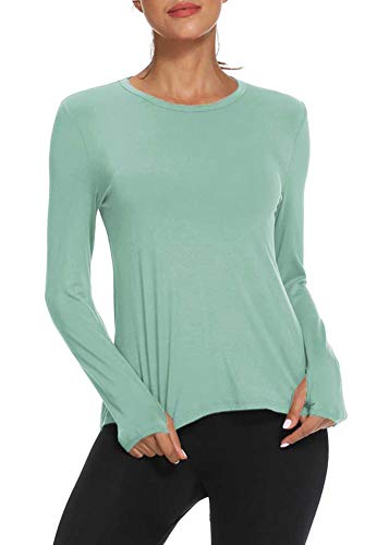 Mippo Long Sleeve Yoga Tops For Women Open Back Long Sleeve Workout Shirts Yoga Tops Running Athletic Shirts Athletic Tee Shirt Activewear Tops Workout Clothes For Women 2022 Grey Green Xl #TOP1