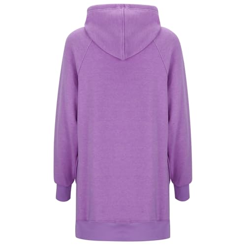 Sweat à capuche décontracté femme long et ample unicolore fendu