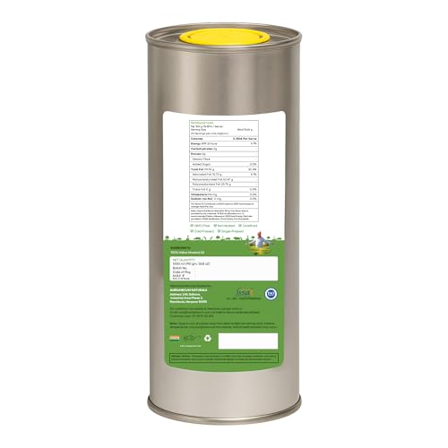 Image of Aurganicum Pure Wood Pressed Yellow Mustard Oil (Peeli Sarson) - Cold Pressed & Natural | Rich Aroma & Authentic Taste | Unrefined & Chemical-Free Cooking Oil (1L | Tin)