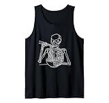Esqueleto Come Ramen Fideos Sopa de Fideos japoneses Tipo línea Camiseta sin Mangas