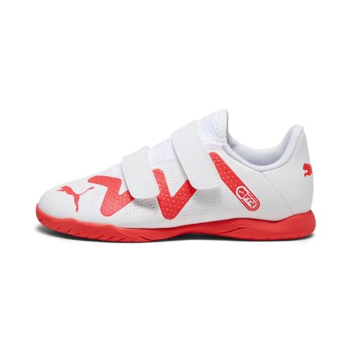 PUMA Future Play It V Jr, Zapatillas de fútbol, Orquídea de Fuego Blanco, 31 EU
