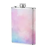 Flachmann, Motiv: bunter Himmel in Blau, Hellgelb, Rosa, Lavendel, 237 ml, Edelstahlflagons für Vater, Trauzeugen, Hochzeit, Reisen, Camping