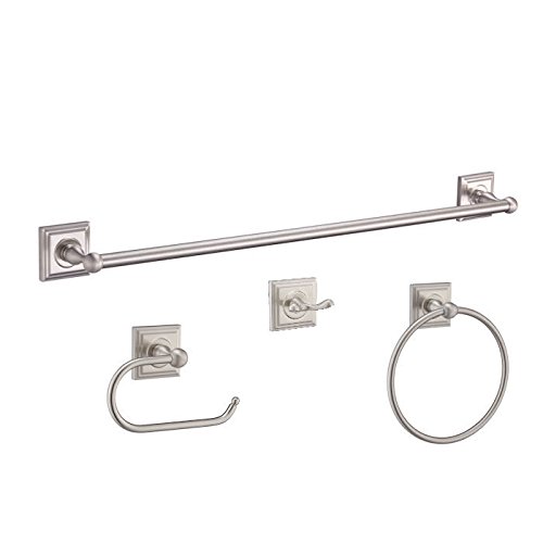 Buy 1 get 1 Designers Impressions Aurora Series 4 Piece Satin Nickel Bathroom Hardware Set