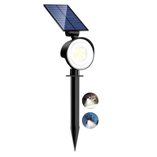 nipify Faretti Solari a Led da Esterno, 3 Modalità Luci Solari da Giardino Potenti, Impermeabile Lampade Solare per Patio, Garage, Cortile, Parete, Prato (Bianco)