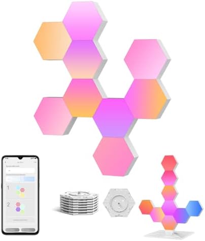 Cololight Hexagon Led Light Voice App-Controlled, Work with Homekit, Alexa, Google Home, Color Changing Night Light, Plus Kit for Gaming Setup Home Decoration (9-pc Wall&Table Plus kit)