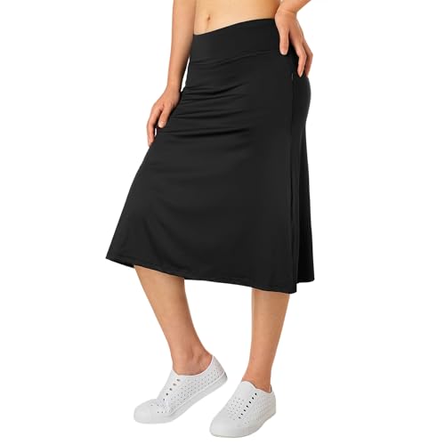 Women's Midi Knee Length Skirts with Zipper Pockets,26