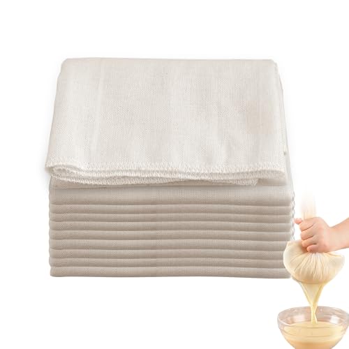 Cheese Cloths for Straining, 10PCS Muslin Cloths for Cooking, 40 x 40cm Nut Milk Bag Reusable, 100% Unbleached Pure Cotton Muslin Cloths, Food Strainer Cloth for Straining Butter Nut Milk
