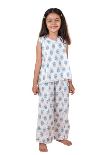 Image of TAGAS Girls Girls V Neck Kurti With Plazo Set | Traditional Girls Ethnic Wear|Ethnic Wear for girls|