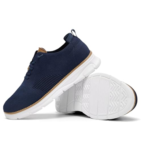 Image of Men's Casual Dress Oxfords Shoes Breathable Knit Leisure Classic Business Fashion Sneakers Lightweight Comfortable Work Soft Sole Walking Shoes