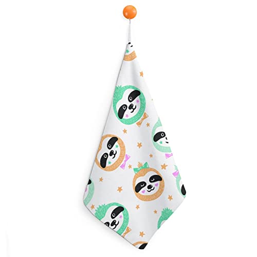 Toalla De Mano Cara De Perezoso Bebé para Baño Microfibra Súper Absorbente Suave Y Gruesa Fibra De Larga Duración Lavable A Máquina 30x30cm