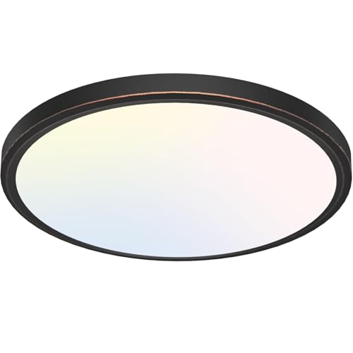 Image of libtit 12 inch Flush Mount LED Ceiling Light Fixture, 3000K 4500K 6500K Adjustable, 28W 3200lm Vintage Bronze Lighting Fixtures for Bathroom Shower Hallway Kitchen, 1 Pack