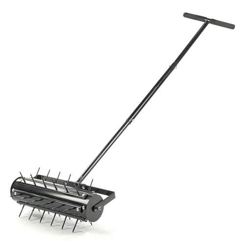 Image of Outopee Rolling Lawn Aerator, Heavy Duty Lawn Aerator Roller with T-shaped Handle, Manual Grass Spikes Aerator for Aeration, Garden, Yard, Black (43 x 20 x 150 cm)