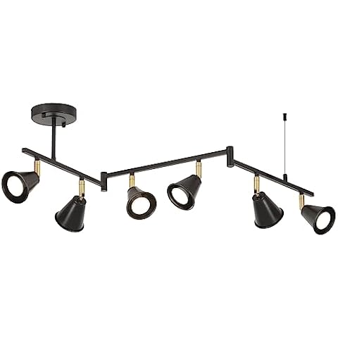 SEEBLEN 6-Light Modern Track Lighting Fixtures Ceiling, Flexible Foldable Arm and Rotatable Light Head,Black Kitchen Track Lighting for Kitchen Islands, Dining Rooms, Bars, Closets, Workbenches. Cover