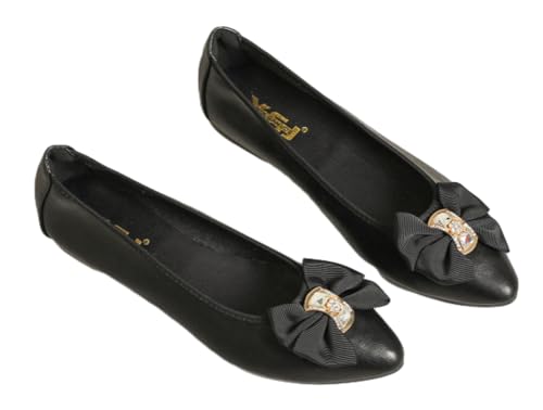 Bow Rhinestone Flats for Women Foldable Point Toe Flat Shoes Casual Comfortable Slip on Mary Jane Ballet Flats Dressy Work Shoes
