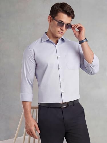 Image of Thomas Scott Men's Regular Fit Formal Shirt | 100% Cotton Long Sleeves | Spread Collar with Contrast Fabric (Available in Plus Size)