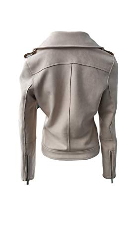 Odcocd Faux Suede Jacket For Women Long Sleeve Zipper Up Casual Outwear (Large, Stone) #TOP1