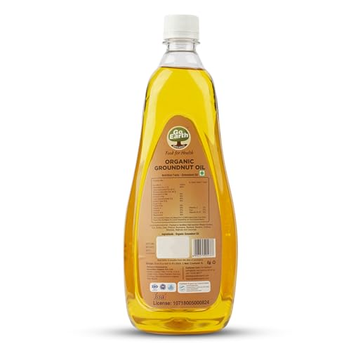 Go Earth Organic Cold Pressed Groundnut Oil 1 Liter | Pure & Unrefined Cooking Oil | Peanut Oil For Daily Use | Mungfali Tel | Rich Aroma & Natural Flavor | Edible Oil For Cooking