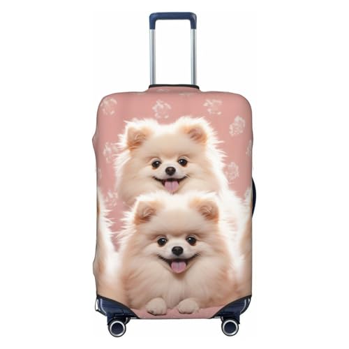 Elastic Travel Luggage Cover for Suitcase Tsa Approved Stretch Scratch-Resistant Suitcase Protector Cover Washable Pomeranians Puppies and Point Baggage Covers Fits 18-32 Inch Luggage Case