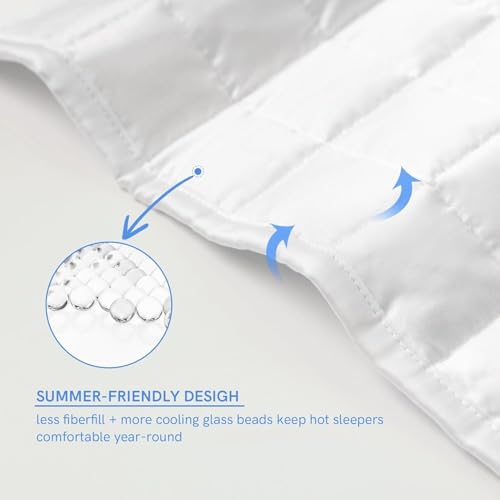 Image of YnM Cooling Weighted Blanket for Adults, 10lbs Heavy Bed Throw for One Person of 90lbs, Perfect for Hot Sleepers or Warm Climates with Rayon /Glass Beads(48x72 Inches,Twin /Full Bed, White)