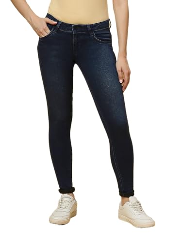 Image of TWGE - Women's Low Rise Skinny Fit Jeans - Single Button, Stretchable Denim Pants - Ankle Length - Stylish Casual Wear