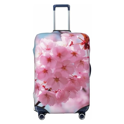 Housse de protection pour valises L extensible noire avec motif floral rose