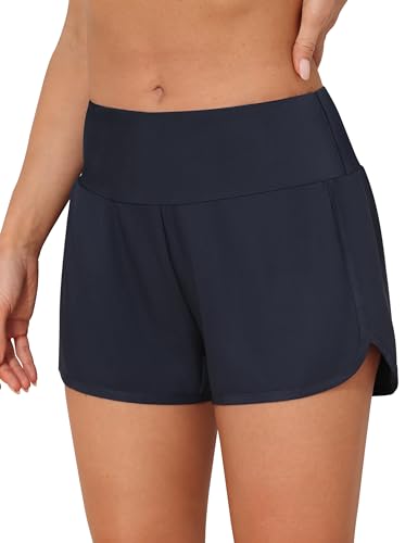 Pantalones cortos de baño Rocorose para mujer con forro bóxer y cintura alta