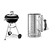 Weber 1221004 Holzkohlegrill Compact Kettle, Durchmesser 47 cm, Schwarz, Kugelgrill & 7416 Anzündkamin Rapidfire, Grillen mit Kohle, Anzünden