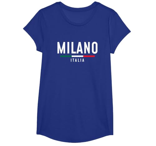 Vintage Milano Italia Retro Throwback Mens Womens Souvenir T-Shirt, Girls, Royal Blue, Small