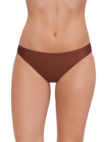 Steve Madden Womens Basic Full Coverage Hipster Swim Bottom, Shine Bright Oak Brown, X-Small