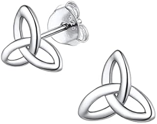 Heather Needham Sterling Silver Celtic triangle Stud Earrings - SIZE: SMALL - 6mm (APPROX. 1/4 INCH). Gift Boxed Silver Celtic Earrings. Please see photo on ear for size.5175