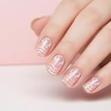 Rainway 3 sztuki naklejek na paznokcie 5D, srebrne, francuskie naklejki na paznokcie z kryształowymi liniami – samoprzylepne naklejki 5D relief dla kobiet, akcesoria do manicure w stylu Ins Style
