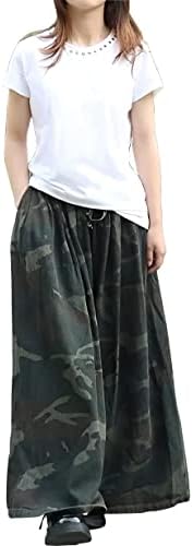 EXPOING Extra Wide Leg Denim Pants for Women Long Jeans Elastic Waist with Pockets Plus Size Loose Casual (Camo S)