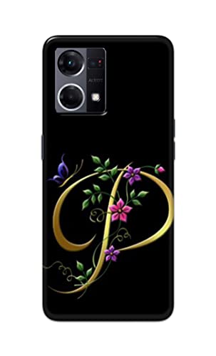 Image of Printed Hard Back Cover Case for Oppo Reno7 4G | Oppo Reno 7 4G Back Cover (Alphabet P) -1803
