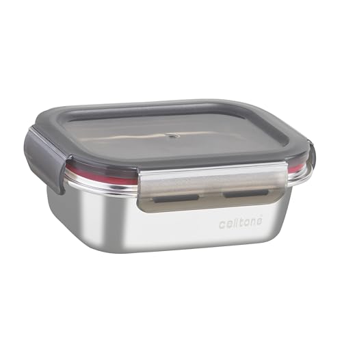 Image of Fridge to Oven Microwave Safe Stainless Steel Reusable Food Storage Containers with Leak-Proof and Airtight Lids (Rectangle 400 ML)