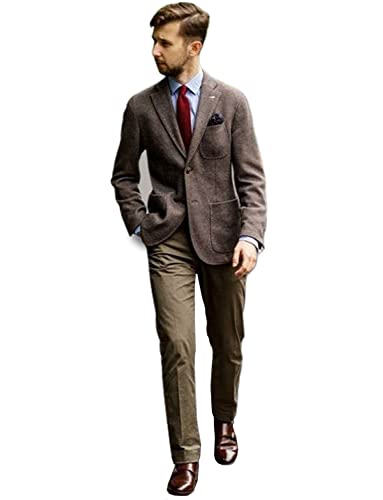 Blazer tweed homme manteau business décontracté à bouton unique chic