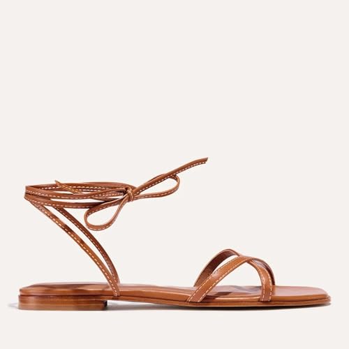 Strappy Flats Sandals for Women Summer Gladiator Lace Up Flat Sandals Open Square Toe Casual Beach Slides Sandals4