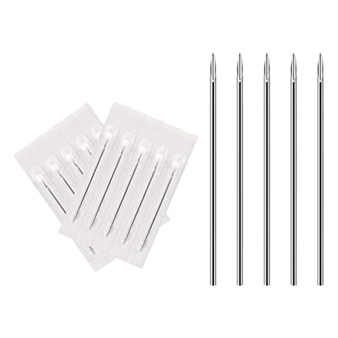 Body Piercing Needles, ATOMUS 10pcs 16G Stainless Steel Sterile Disposable Ear Nose Navel Nipple Lip Piercing Needles Cover