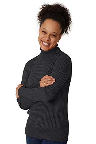 Fair Indigo Women's Organic Cotton Ribbed Turtleneck Sweater